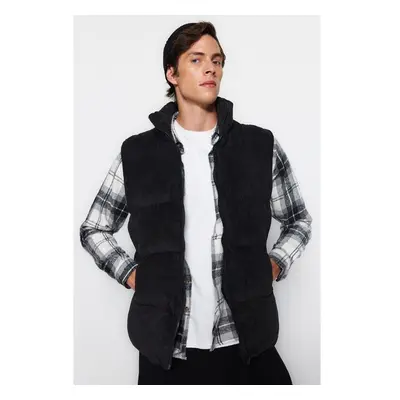 Trendyol Black Mens Regular Fit Winter Velvet Vest 93612482