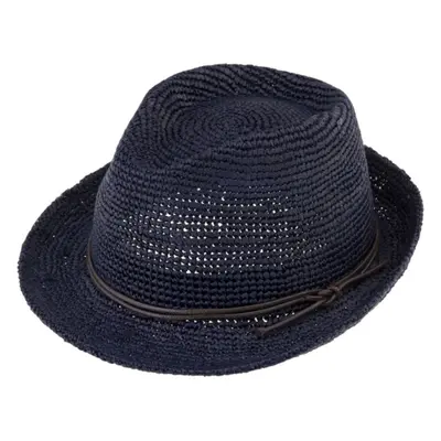 Fiebig Trilby Raffia Crochet - slaměný modrý klobouk s koženou stuhou 90813717