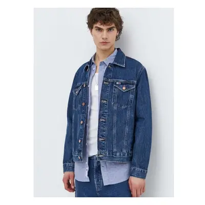 Džínová bunda Tommy Jeans pánská, tmavomodrá barva, přechodná, 90893033