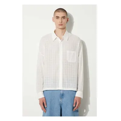 Bavlněná košile STAMPD Cropped Oversized Buttondown bílá barva, 94156471