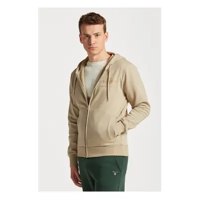 MIKINA GANT REG TONAL SHIELD FULL ZIP HOODIE CONCRETE BEIGE 77082807