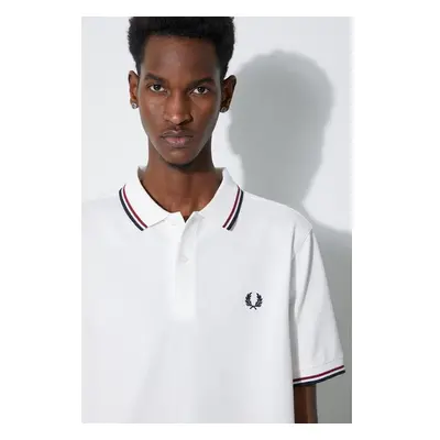 Bavlněné polo tričko Fred Perry Twin Tipped Shirt bílá barva, s 89573698