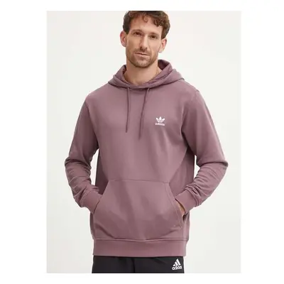 Bavlněná mikina adidas Originals pánská, fialová barva, s kapucí, 94663879