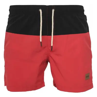 Pánské koupací kraťasy Urban Classics Block Swim Shorts - blk/red 71843322