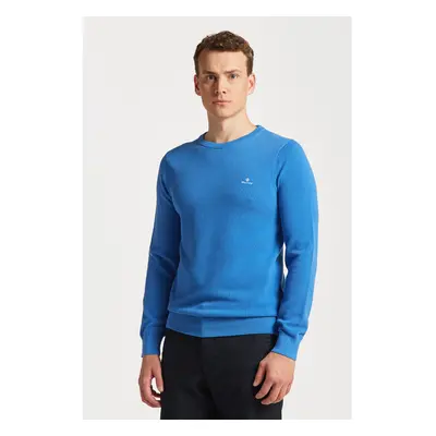 SVETR GANT COTTON PIQUE C-NECK DAY BLUE 76936401