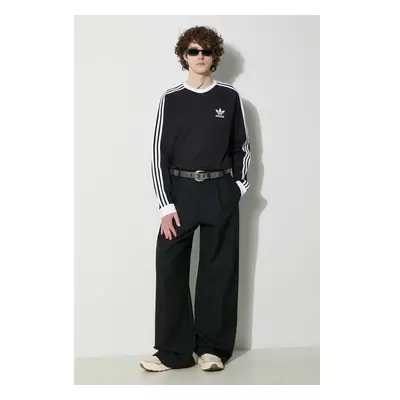 Bavlněné tričko s dlouhým rukávem adidas Originals 3-Stripes černá 84010679