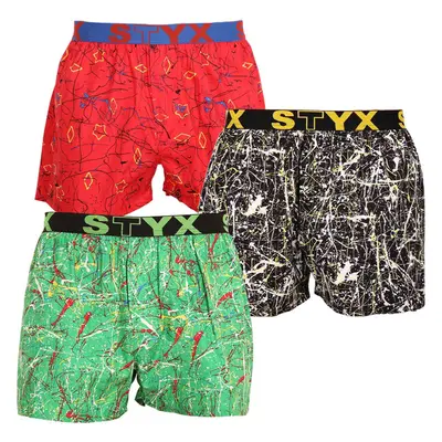 3PACK pánské trenky Styx art sportovní guma vícebarevné (3B13356) 83525711