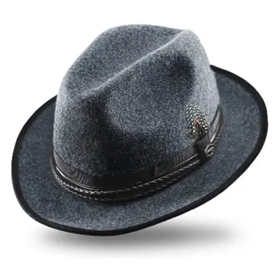 Šedý trilby klobouk fedora - Nelio - vintage - limitovaná kolekce 85409601