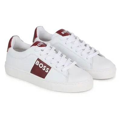 Dětské kožené sneakers boty BOSS bílá barva 89453854