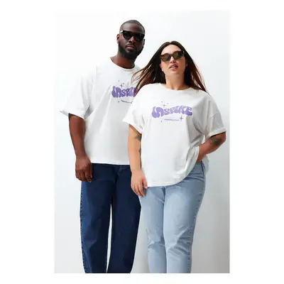 Trendyol Curve Ecru Unisex Oversize Comfortable 100% Cotton Couple 91940299