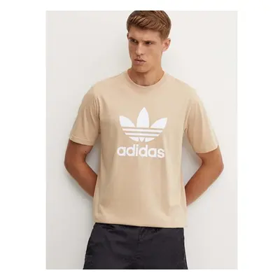 Bavlněné tričko adidas Originals béžová barva, s potiskem, IZ2351 95052650