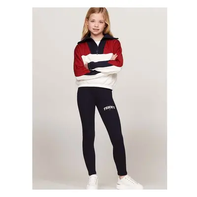 Dětské legíny Tommy Hilfiger VARSITY FITTED LEGGING tmavomodrá barva, 95223546