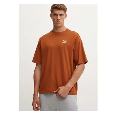 Bavlněné tričko Puma BETTER CLASSICS hnědá barva, s aplikací, 679188 91545831