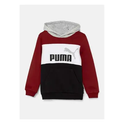 Dětská mikina Puma ESS BLOCK Hoodie červená barva, s kapucí, s 95882308