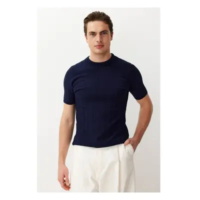 Trendyol Navy Blue Slim-Narrow Fit Cotton Crew Neck Basic Knitwear T 95689744