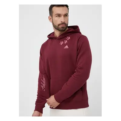 Mikina adidas pánská, vínová barva, s kapucí, s aplikací 82975000