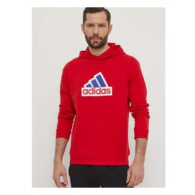 Mikina adidas pánská, červená barva, s kapucí, s potiskem, IS8338 90893882