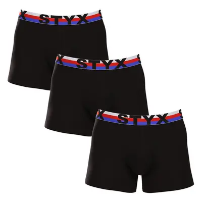 3PACK pánské boxerky Styx long sportovní guma černé trikolóra (3U1960) 91492468