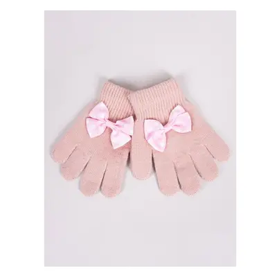 Yoclub Kidss Girls Five-Finger Gloves With Bow RED-0070G-AA50-007 74836582