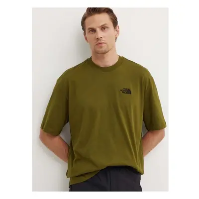 Bavlněné tričko The North Face M S/S Essential Oversize Tee zelená 91546698