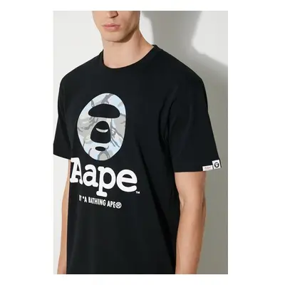 Bavlněné tričko AAPE Basic Tee černá barva, s potiskem, AAPTEM1445XXM 94874773