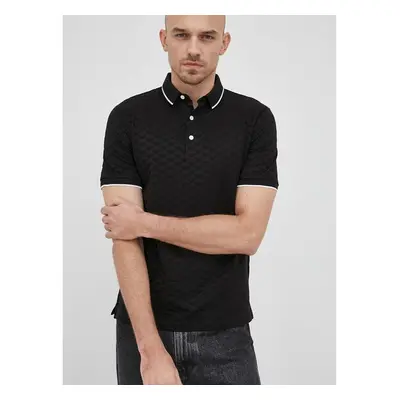 Bavlněné polo tričko Emporio Armani černá barva 66851249