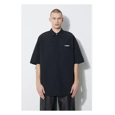 Košile Marcelo Burlon Logo Nylon Over Shirt pánská, černá barva, 89169301