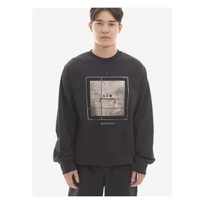 Bavlněná mikina A-COLD-WALL* Foil Grid Crewneck ACWMW075 BLACK pánská, 89697795