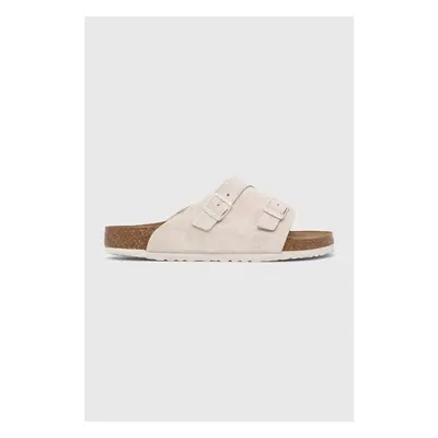 Semišové pantofle Birkenstock Zürich pánské, béžová barva, 1025028 89383618