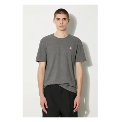 Bavlněné tričko Maison Kitsuné Fox Head Patch Regular Tee Shirt šedá 92249435