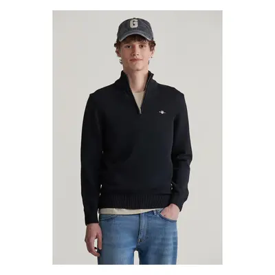 SVETR GANT CASUAL COTTON HALFZIP BLACK 96192050