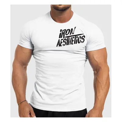 Pánské fitness tričko Iron Aesthetics Splash, bílé 71839708