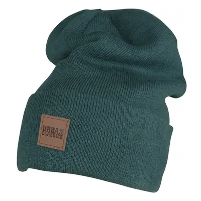 Čepice Urban Classics Leatherpatch Long Beanie - jasper 76351946