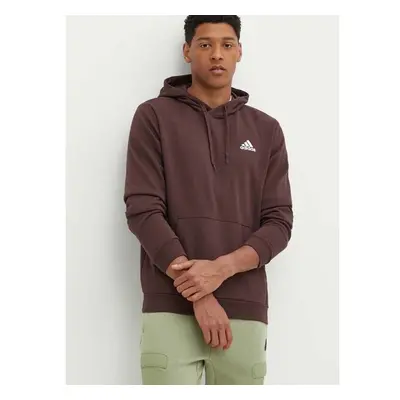 Mikina adidas Essentials pánská, hnědá barva, s kapucí, hladká, IZ4758 93457155