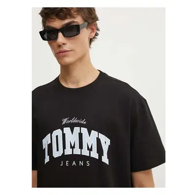 Bavlněné tričko Tommy Jeans černá barva, potiskem 94587870