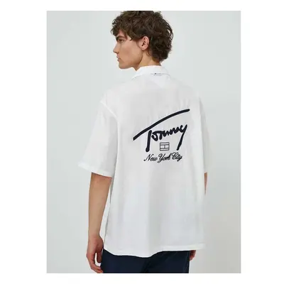 Bavlněná košile Tommy Jeans bílá barva, relaxed, DM0DM19139 91668850