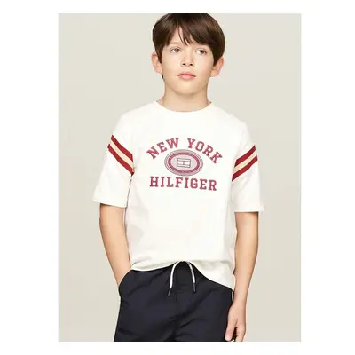 Dětské bavlněné tričko Tommy Hilfiger bílá barva, s aplikací, 95061254