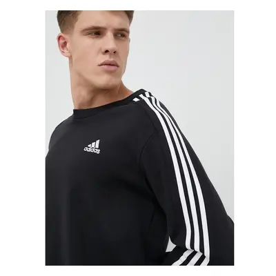 Bavlněná mikina adidas pánská, černá barva, hladká 76863025