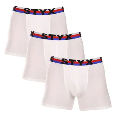 3PACK pánské boxerky Styx long sportovní guma bílé trikolóra (3U2061) 91487057