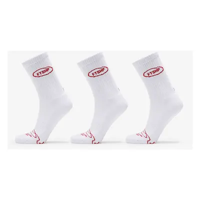 FTSHP Ponožky Footshop Basic Crew Socks 3-Pack White (Red Logo) 43-46 94056522