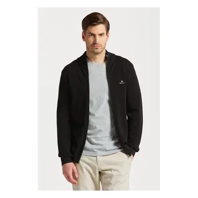 SVETR GANT COTTON PIQUE ZIP CARDIGAN BLACK3 76936403