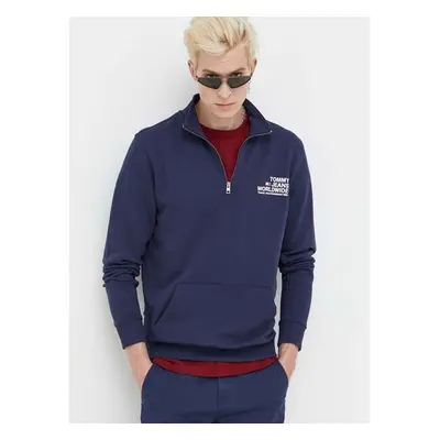 Bavlněná mikina Tommy Jeans pánská, tmavomodrá barva, s potiskem 85484318