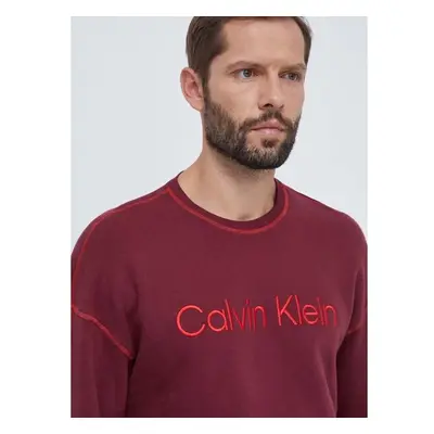 Bavlněná mikina Calvin Klein Underwear vínová barva, potiskem 86050864