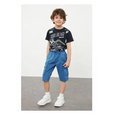 Trendyol Indigo Boys Cargo Pocket Elastic Waist Woven Shorts 95690145