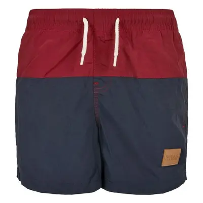 URBAN CLASSICS Boys Block Swim Shorts - navy/burgundy 80045217