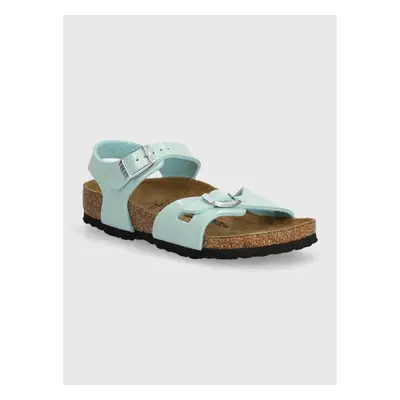 Dětské sandály Birkenstock Rio Kids BF Patent tyrkysová barva 91668958