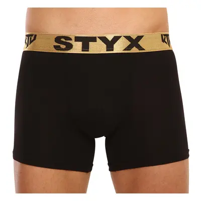 Pánské boxerky Styx / KTV long sportovní guma černé - zlatá guma 65240009