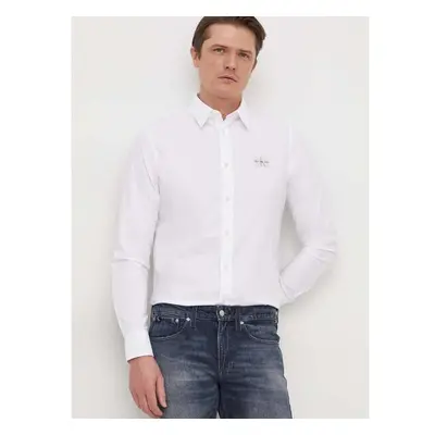 Košile Calvin Klein Jeans bílá barva, regular, s klasickým límcem, 87953819