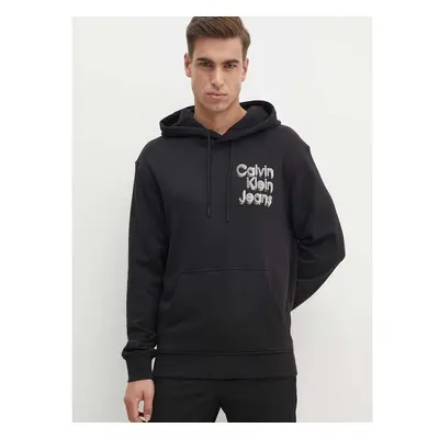 Bavlněná mikina Calvin Klein Jeans pánská, černá barva, s kapucí, s 95052562