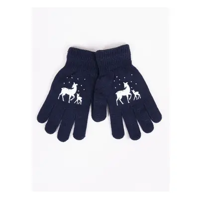 Yoclub Kidss Girls Five-Finger Gloves RED-0012G-AA5A-013 Navy Blue 74836545